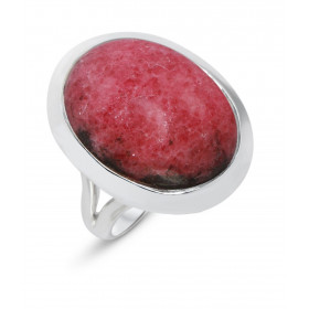 Bague Argent 925 Rhodonite Cabochon Ovale 20x15mm