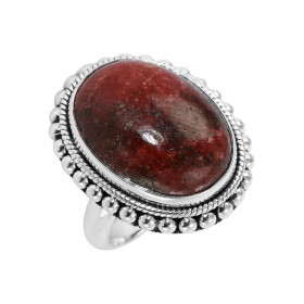 Bague Argent 925 Rhodonite Cabochon Ovale 20x15mm