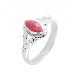 Bague Argent 925 Rhodonite Navette 8x4mm. Bague en Argent 925 sertie d'une pierre de 8x4mm. Pierre taillée à cabochon et m...