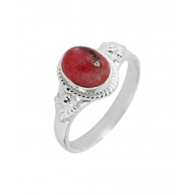 Bague Argent 925 Rhodonite Ovale 8x6mm Bague Argent 925 sertie d une pierre 8x6mm Pierre taillée à cabochon montée serti c...