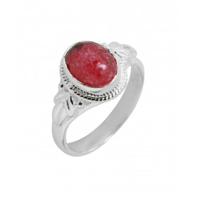 Bague Argent 925 Rhodonite Ovale 9x7mm