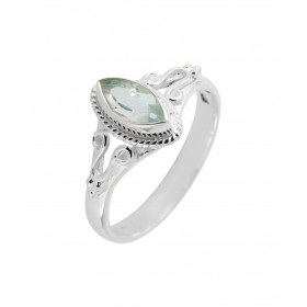 Bague Argent 925 Topaze bleue traitée Navette 8x4mm Bague Argent 925 sertie d une pierre 8x4mm Pierre taillée à facettes m...