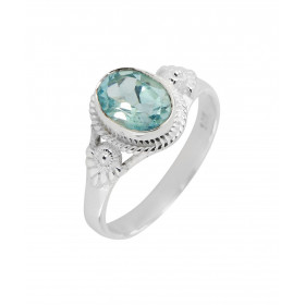 Bague Argent 925 Topaze bleue traitée Ovale 8x6mm Bague Argent 925 sertie d une pierre 8x6mm Pierre taillée à facettes mon...