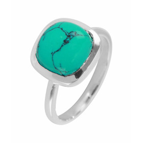 Bague Argent 925 Turquoise Reconstituée Cabochon Coussin 10x10mm