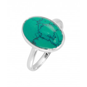 Bague Argent 925 Turquoise Reconstituée Cabochon Ovale 14x10mm. Bague en Argent 925 sertie d'une pierre ovale de 14x10mm. ...