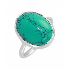 Bague Argent 925 Turquoise Reconstituée Cabochon Ovale 16x12mm. Bague en Argent 925 sertie d'une pierre ovale de 16x12mm. ...