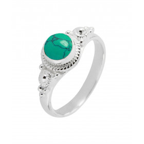 Bague Argent 925 Turquoise Reconstituée Cabochon Rond 6mm Bague Argent 925 sertie d une pierre ronde 6mm Pierre taillée ca...