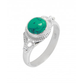 Bague Argent 925 Turquoise Reconstituée Cabochon Rond 7mm Bague Argent 925 sertie d une pierre ronde 7mm Pierre taillée à ...