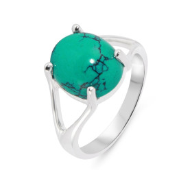 Bague Argent 925 Turquoise Reconstituée Ovale 12x10mm Bague Argent 925 sertie d une pierre ovale 12x10mm Pierre taillée ca...