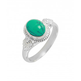 Bague Argent 925 Turquoise Reconstituée  Ovale 8x6mm