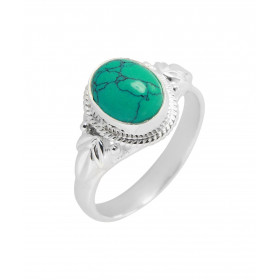 Bague Argent 925 Turquoise Reconstituée  Ovale 9x7mm