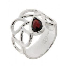Bague Argent 925 Grenat sertie d une pierre taille poire 8 x 6 mm Largeur sur doigt (vue dessus) : 16mm 