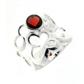 Bague Argent 925 Grenat sertie d une pierre 6 mm Largeur sur doigt (vue dessus) : 18 mm 