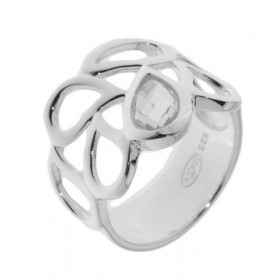  Bague Argent 925 Oxyde Zirconium sertie d une pierre taille poire 8 x 6 mm Largeur sur doigt (vue dessus) : 16mm 
