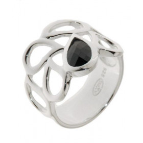 Bague Argent 925 Oxyde Zirconium sertie d une pierre taille poire 8 x 6 mm Largeur sur doigt (vue dessus) : 16mm 
