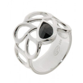 Bague Argent Ajourée Oxyde Noir Poire 8x6mm