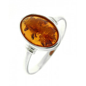 Bague Argent Ambre Ovale 11x8mm Bague Argent 925 Ambre Pierre ovale 11x8mm Largeur monture (sur doigt, vue dessus) : 13mm