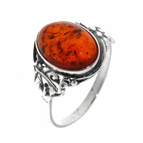 Bague Argent 925 Ambre serti d une pierre 14 x 10mm Largeur sur doigt (vue dessus) : 16mm 