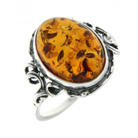 Bague Argent Ambre Ovale 14x10mm Bague Argent 925 Ambre Pierre ovale 14x10mm Monture ouvragée Largeur monture (sur doigt, ...