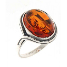 Bague Argent 925 et Ambre. Pierre de forme Ovale. Dimensions de la pierre : 16x12mm. Largeur de la bague (sur doigt et vue...