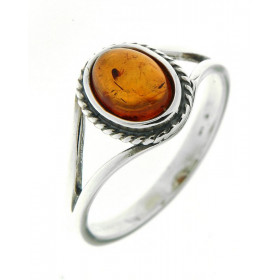  Bague Argent Ambre Ovale 8x6mm Bague Argent 925 Ambre Pierre ovale 8x6mm Corps fourche Largeur monture (sur doigt, vue de...
