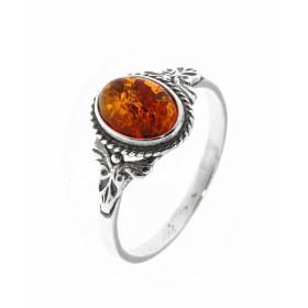  Bague Argent 925 Ambre serti d une pierre 8 x 6mm Largeur sur doigt (vue dessus) : 10mm 