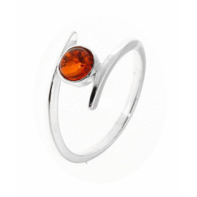 Bague Argent  Ambre Pierre Ronde 6mm