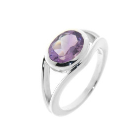  Bague Argent 925 Améthyste sertie d une pierre 10x8mm 