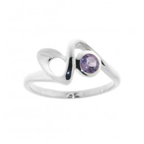 Bague Argent 925 Améthyste sertie d une pierre 4mm Largeur sur doigt : 10mm