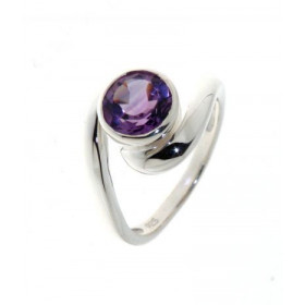 Bague Argent 925 Améthyste sertie d une pierre 8mm diamètre Largeur monture (vue dessus) : 14mm 