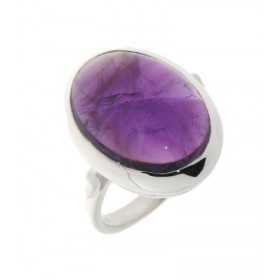 Bague Argent 925 Améthyste Monture classique sertie d une pierre Améthyste La pierre est taillée cabochon, elle mesure 18x...