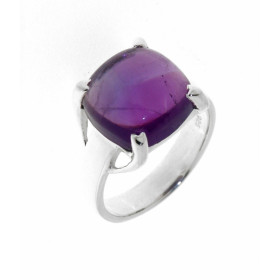 Bague Argent 925 Améthyste sertie d une pierre taille coussin 12x12mm 