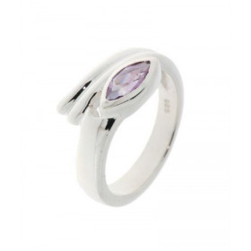 Bague Argent 925 Am&eacute;thyste , mod&egrave;le fantaisie serti d une pierre taille navette