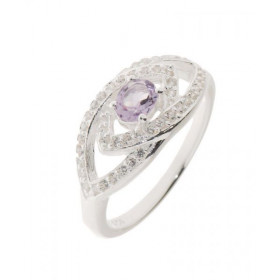 Bague Argent 925 sertie d une Améthyste ovale mesurant 5x4mm 44 oxydes 1,5mm diamètre