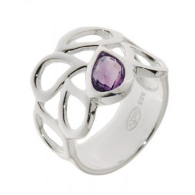 Bague Argent 925 Améthyste sertie d une pierre taille poire 8 x 6 mm Largeur sur doigt (vue dessus) : 16mm 