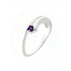 Bague Argent 925 Améthyste sertie d une pierre 3 mm Largeur sur doigt (vue dessus) : 7.5 mm 