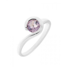 Bague Améthyste Argent Pierre ronde 7mm diamètre Largeur monture (sur doigt, vue dessus) : 8mm