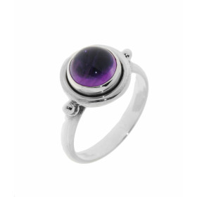 Bague Argent 925 Améthyste Cette bague Améthyste est sertie d une pierre ronde La pierre est taillée à cabochon mesure 9mm...