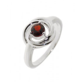Bague Argent 925 Grenat Pierre ronde 5mm diamètre Largeur sur doigt (vue dessus) : 12mm 