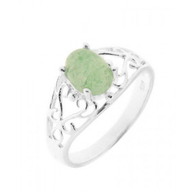 Bague Argent Aventurine. Magnifique bague ajourée d'arabesques sertie d'une pierre ovale. Dimensions de la pierre : 8x6mm....