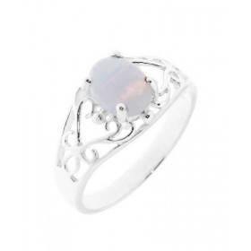 Bague Argent Calcédoine Magnifique bague ajourée d arabesques sertie d une pierre ovale Dimensions pierre : 8x6mm Pierre m...
