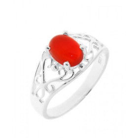 Bague Argent Cornaline Magnifique bague ajourée d arabesques sertie d une pierre ovale Dimensions pierre : 8x6mm Pierre ma...