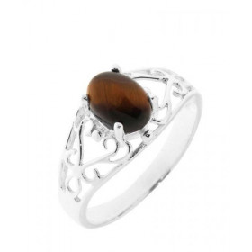  Bague Argent Oeil tigre Magnifique bague ajourée d arabesques sertie d une pierre ovale Dimensions pierre : 8x6mm Pierre ...