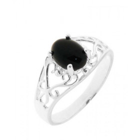 Bague Argent Onyx Magnifique bague ajourée d arabesques sertie d une pierre ovale Dimensions pierre : 8x6mm Pierre mainten...