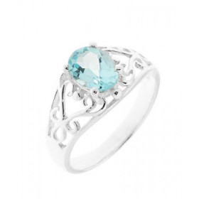 Bague Argent Topaze Bleue Magnifique bague ajourée d arabesques sertie d une pierre ovale Dimensions pierre : 8x6mm Pierre...