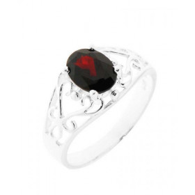Bague Argent Grenat Magnifique bague ajourée d arabesques sertie d une pierre ovale Dimensions pierre : 8x6mm Pierre maint...