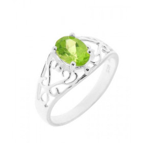 Bague Argent Péridot Magnifique bague ajourée d arabesques sertie d une pierre ovale Dimensions pierre : 8x6mm Pierre main...