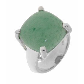 Bague Argent 925 Aventurine Cette bague est sertie d une pierre 16mm coté La pierre est forme coussin taillée cabochon