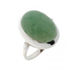 Bague Argent 925 et Aventurine. Monture classique sertie d'une pierre Aventurine. La pierre est taillée en cabochon, elle ...