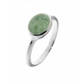 Bague Argent 925 Aventurine sertie d une pierre ovale taille cabochon 9x7mm 